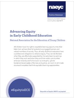 Advancing Equity in Early Childhood Education - NAEYC