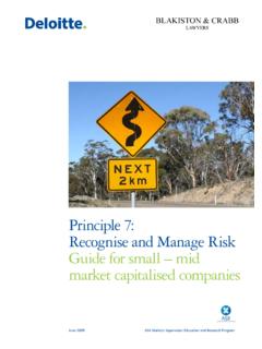 Principle 7: Recognise and Manage Risk Guide for …
