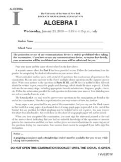 Regents Exam in Algebra I
