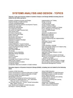 SYSTEMS ANALYSIS AND DESIGN - TOPICS