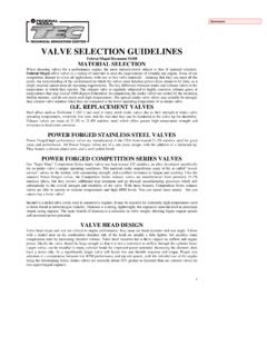 VALVE SELECTION GUIDELINES - Federal-Mogul