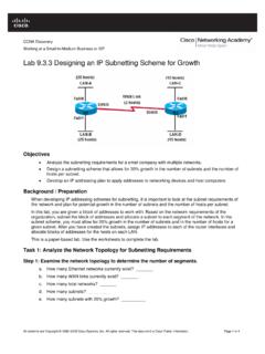 Lab 9.3.3 Designing an IP Subnetting Scheme for Growth