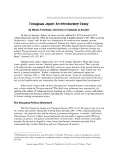 Tokugawa Japan: An Introductory Essay
