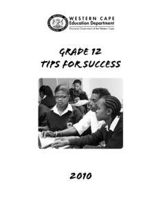 GRADE 12 TIPS FOR SUCCESS - Western Cape