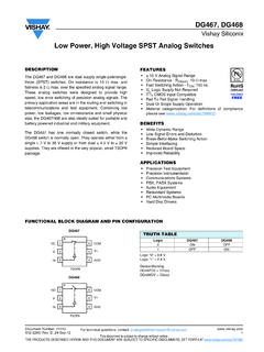 Low Power, High Voltage SPST Analog Switches - Vishay