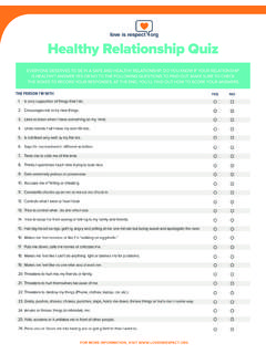 Healthy Relationship Quiz - love is respect