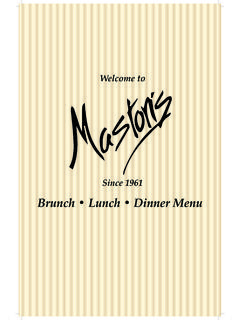 Brunch • Lunch • Dinner Menu - Mastoris