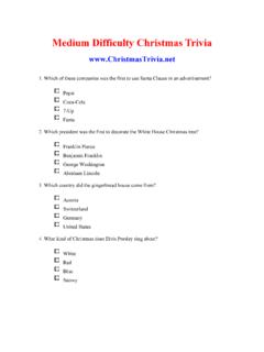 Medium Difficulty Christmas Trivia
