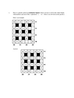 1. Here is a puzzle called an Arithmetic Square where you ...