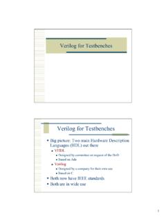 Verilog for Testbenches - The College of Engineering at ...
