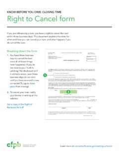 KNOW BEFORE YOU OWE: CLOSING TIME Right to Cancel form