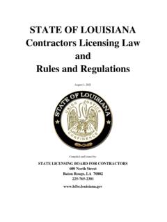 STATE OF LOUISIANA Contractors Licensing Law and Rules …