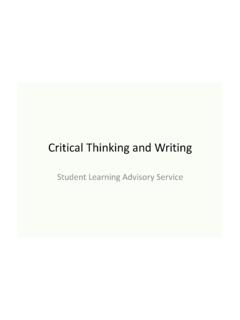 Critical Thinking and Writing - University of Kent