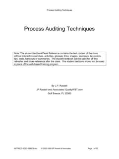 Process Auditing Techniques - Quality Web Based Training