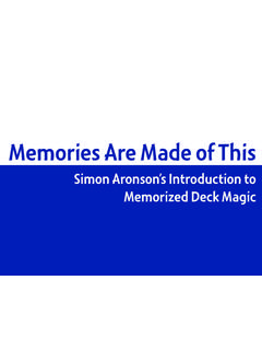 Memories Are Made of This - Simon Aronson's …