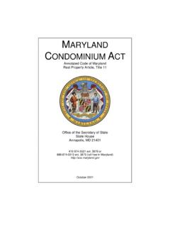 Maryland Condominium Act
