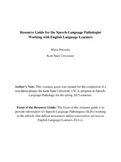 Resource Guide for the Speech-Language …