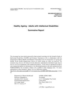 Healthy Ageing - Adults with Intellectual Disabilities ...