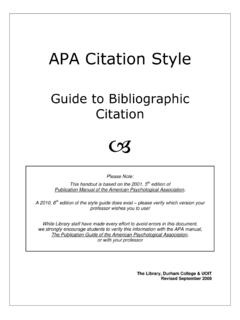 Guide to Bibliographic Citation - Durham College