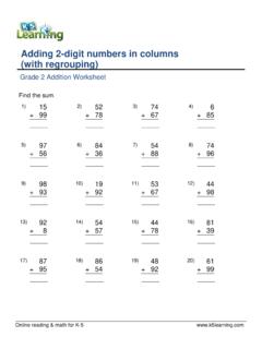 Adding 2-digit numbers in columns (with regrouping)