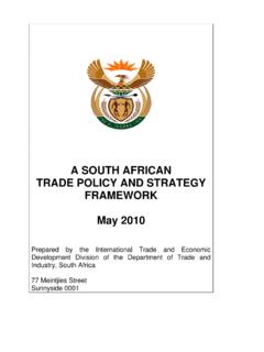 A South African Trade Policy and Strategy Framework - ITAC