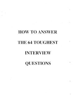 HOW TO ANSWER THE 64 TOUGHEST INTERVIEW QUESTIONS