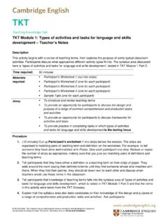 TKT Module 1: Types of activities and tasks for language ...