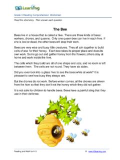Reading Comprehension Worksheet - Bees - Grade 3 - Free ...