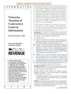 Nebraska Taxation of Contractors General Information
