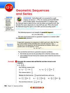 12-2: Geometric Sequences and Series