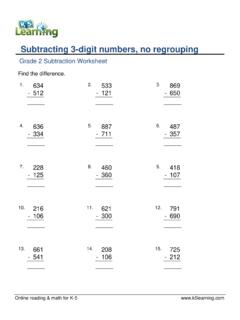 Subtracting 3-digit numbers, no regrouping - …