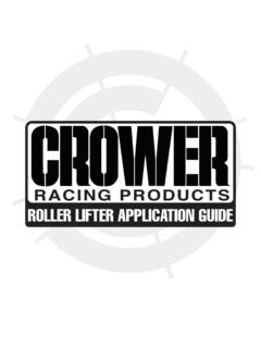 ROLLER LIFTER APPLICATION GUIDE - Crower