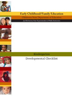 Kindergarten Developmental Checklist