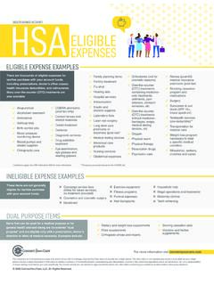 HSA Eligible Expenses - ConnectYourCare