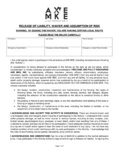 RELEASE OF LIABILITY, WAIVER AND ASSUMPTION …