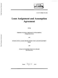 Loan Assignment and Assumption Agreement - World Bank