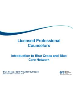 Licensed Professional Counselors - Blue Cross Blue Shield ...