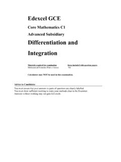 Core Mathematics C1 Advanced Subsidiary Differentiation ...