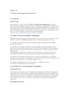 Chapter 10 The Brokerage Engagement Agreement A. …
