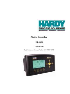 Weight Controller HI 4050 - Hardy Process Solutions