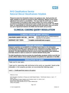 NHS Classifications Service National Clinical ...