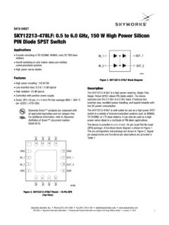 DATA SHEET SKY12213-478LF: 0.5 to 6.0 GHz, 150 W High ...