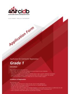 Application for Contractor Registration Grade 1