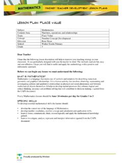 LESSON PLAN: Place Value - Mindset Learn