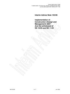 Interim Advice Note 105/08 Implementation of Construction ...