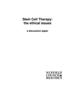 Stem Cell Therapy: the ethical issues