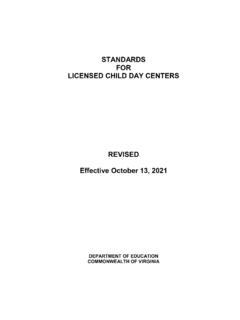 STANDARDS FOR LICENSED CHILD DAY CENTERS - Virginia