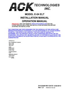 MODEL E-04 ELT INSTALLATION MANUAL ... - ACK Avionics