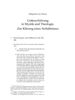 Gotteserfahrung in Mystik und Theologie. Zur Kl&#228;rung eines ...