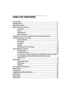 TABLE OF CONTENTS - Stainless Steel World - for CRA ...